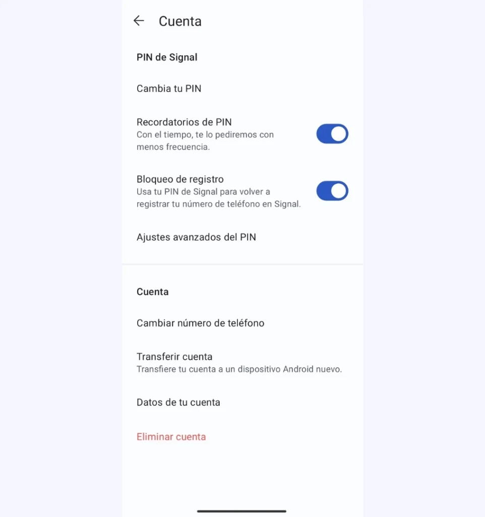 Configuración del pin de signal