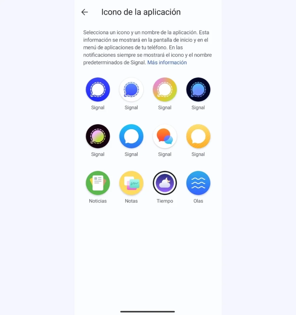 como cambiar el icono de Signal